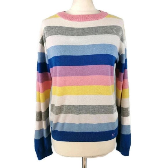 Crew Clothing Sweaters - CREW CLOTHING 10 Multicoloured Striped Crew Neck Jumper Casual Long Sleeve